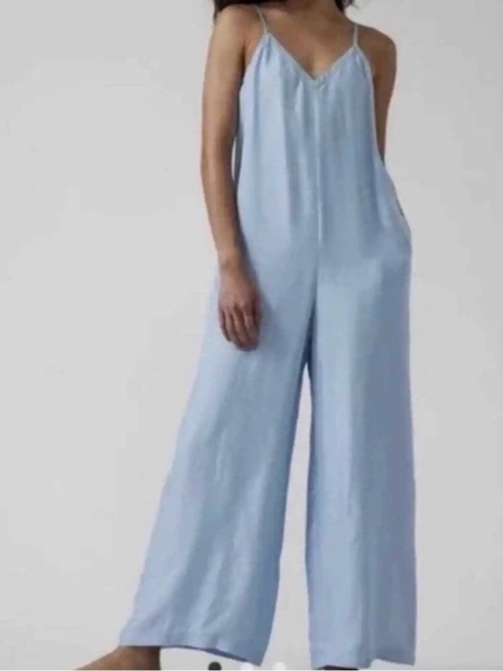 Athleta Calm Cool Romper Quarry Blue Size Small